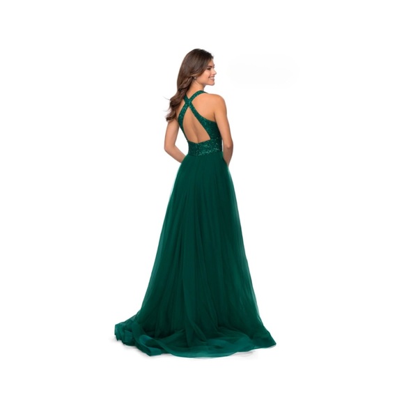 NEW La Femme 28908 Dazzling A Line Tulle Gown
In Emerald Green Sz. 8 - Picture 3 of 3